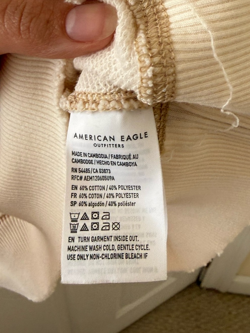 American Eagle Outfitters Cream Textured Crewneck Sweatshirt - Picture 3 of 4